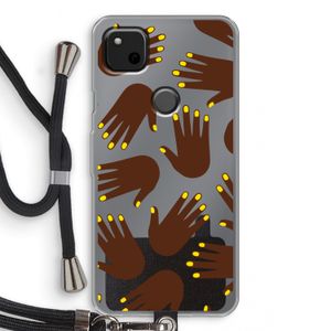 Hands dark: Pixel 4a Transparant Hoesje met koord
