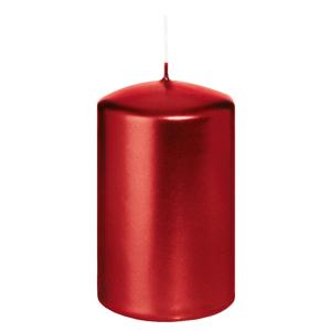 Cilinderkaars/stompkaars - metallic rood - 6 x 8 cm - 29 branduren