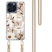 iPhone 15 Pro Max hoesje met beige koord - In bloom