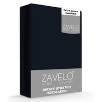 Zavelo® Jersey Hoeslaken Navy-Lits-jumeaux (160x200 cm) - thumbnail