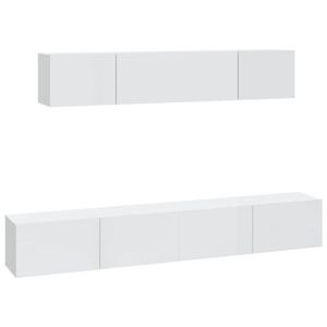 The Living Store Televisiemeubel - Klassiek - 2x 60x30x30cm en 2x 80x30x30cm - Hoogglans wit