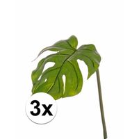 3x stuks kunstplant Monstera bladgroen takken 55 cm