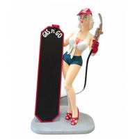Butler Gasoline Vrouw Met Menu Statue - Extra Groot Butler Gasoline Vrouw Met Menu Statue - Extra Groot