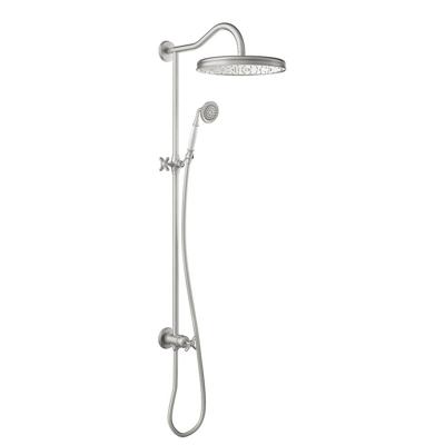Tres Clasic glijstang set met regendouche 108 cm vintage rvs look