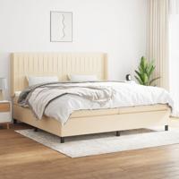 Boxspring met matras stof crèmekleurig 200x200 cm