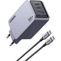 UGREEN Nexode Pro Laadadapter 100 W USB-C bus, USB-C bus, USB-A-bus Zwart, Grijs Binnen