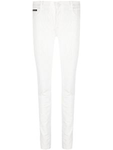 Philipp Plein legging en jean à effet craquelé - Blanc