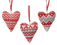 Hart polyester l12b10h3 cm rood a3 kerst - Decoris