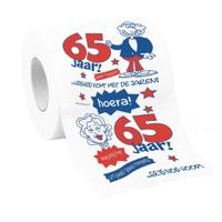 Cadeau toiletpapier/wc-papier 65 jaar - 65e verjaardag - verjaardagscadeau - decoratie/versiering