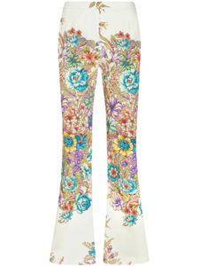 ETRO pantalon évasé à fleurs - Blanc