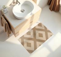 Beige stof imitatie vinyl tapijt badkamer