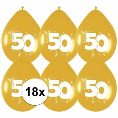 Thema 50 jaar gouden ballonnen - leeftijd of jubileum - 18x stuks - versieringen - feestartikelen Thema 50 jaar gouden ballonnen - leeftijd of jubileum - 18x stuks - versieringen - feestartikelen