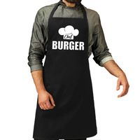 Chef burger schort / keukenschort zwart heren - thumbnail