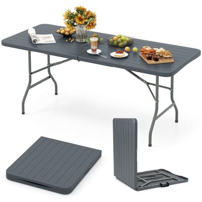 Tuintafel met HDPE-tafelblad & Draaggreep Opvouwbare Campingtafel Balkon Tafel Grijs