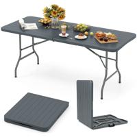 Tuintafel met HDPE-tafelblad & Draaggreep Opvouwbare Campingtafel Balkon Tafel Grijs
