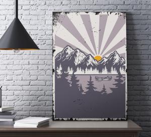 Landschapsmeer en bergen canvas schilderij
