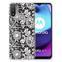 Motorola Moto E20 | E40 TPU Case Black Flowers - thumbnail