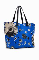 Extra grote omkeerbare shopper met bloemen - BLUE - U