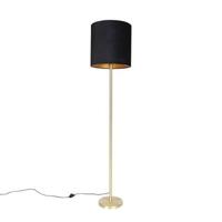 QAZQA Klassieke vloerlamp messing met zwarte kap 40 cm - Simplo - thumbnail