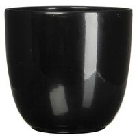 Mica Decorations Bloempot - zwart - keramiek - glanzend - 31x28 cm - Plantenpotten - thumbnail