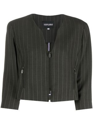 Giorgio Armani Pre-Owned veste rayée à col v (années 1990) - Gris