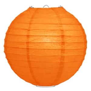 Luxe bol feest lampion - oranje - dia 35 cm - papier