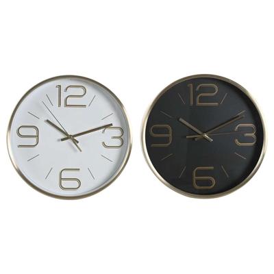 Muurklok DKD Home Decor Wit Zwart Gouden Aluminium Ø 25 cm 25 x 4 x 25 cm (2 Stuks)