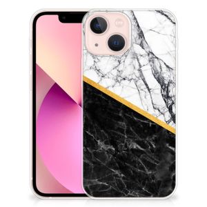 iPhone 13 mini TPU Siliconen Hoesje Marmer Wit Zwart - Origineel Cadeau Man