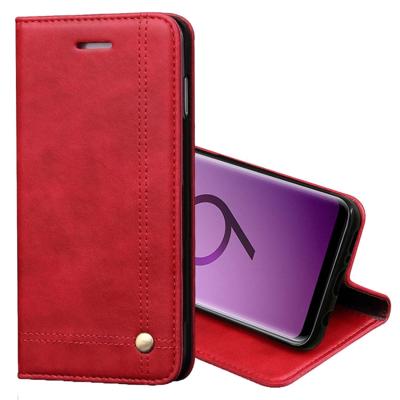 Voor Galaxy S9 Retro Crazy Horse Texture Casual stijl met absorptie horizontale Flip lederen draagtas met houder & kaartsleuven & Wallet(Red)