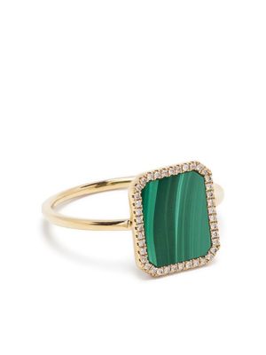 Persée bague en or 18ct sertie de diamants et malachite