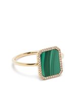 Persée bague en or 18ct sertie de diamants et malachite - thumbnail