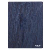 Cook Concept snijplank/serveerplank van glas - rechthoek - blauw/zwart marmer print - 40 x 30 cm