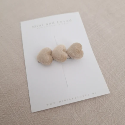 Hartjes haarspeldje Beige | Middel