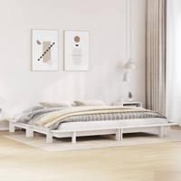 Bedframe zonder matras massief grenenhout wit 200x200 cm