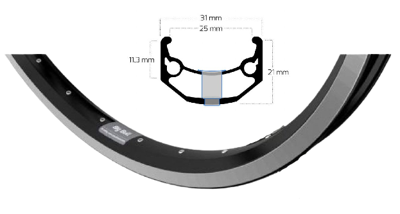Ryde velg big bull 26 inch (559) zwart remrand 36 gaats 14g