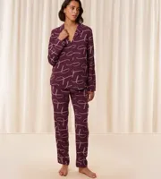 Dames pyjama Viscose - Boyfriend Fit - Doorknoop viscose pyjama met lange mouwen