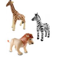 3x Opblaasbare dieren zebra leeuw en giraffe - thumbnail