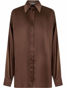 Dolce & Gabbana chemise en soie à boutonnière - Marron