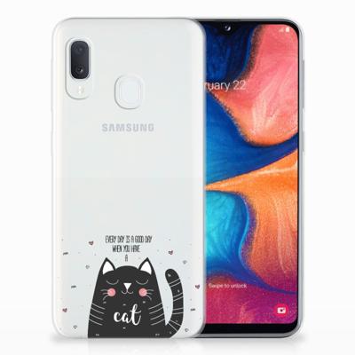 Samsung Galaxy A20e Telefoonhoesje met Naam Cat Good Day Samsung Galaxy A20e Telefoonhoesje met Naam Cat Good Day