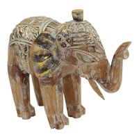Houten Olifant Wit-Goudkleurig (18 x 16 cm) - thumbnail