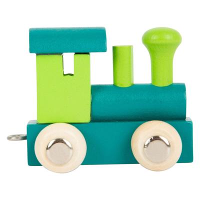 Small Foot - houten lettertrein locomotief groen - 12 stuks