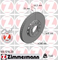 Remschijf COAT Z ZIMMERMANN, Remschijftype: Buiten geventileerd, u.a. für Audi, VW, Skoda, Seat