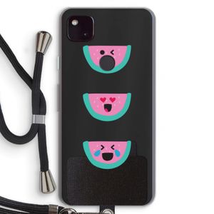 Smiley watermeloen: Pixel 4a 5G Transparant Hoesje met koord