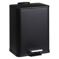 Prullenbak/pedaalemmer - zwart - metaal - 20 liter - 33 x 21 x 44 cm