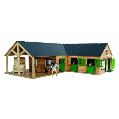 Kids Globe globe paardenhoekstal met 3 boxen en berging 1:24