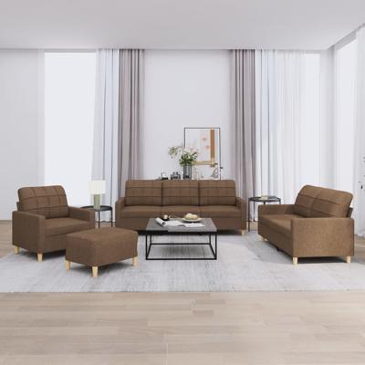 4-delige Loungeset met kussens stof bruin