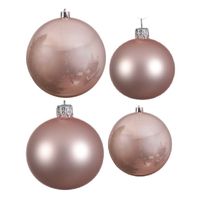 Glazen kerstballen pakket lichtroze glans/mat 38x stuks 4 en 6 cm - thumbnail