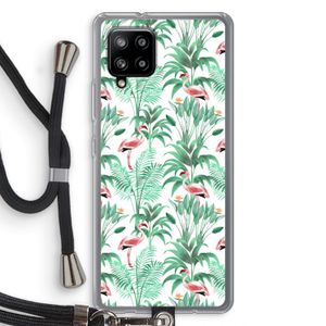 Flamingo bladeren: Samsung Galaxy A42 5G Transparant Hoesje met koord