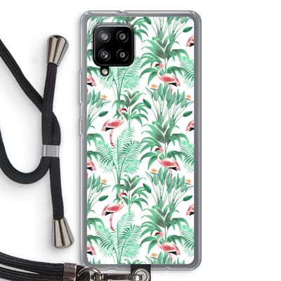 Flamingo bladeren: Samsung Galaxy A42 5G Transparant Hoesje met koord