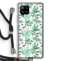 Flamingo bladeren: Samsung Galaxy A42 5G Transparant Hoesje met koord